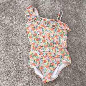 Floral girls ruffle bathing suit